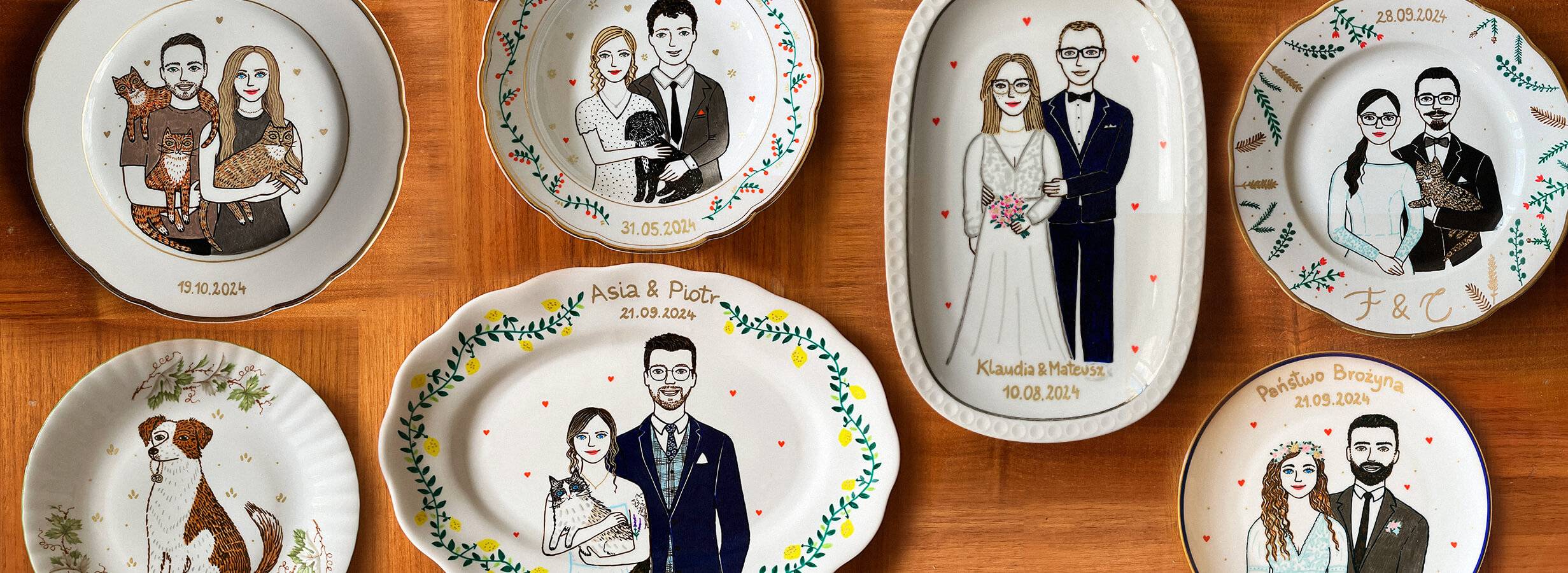 portret na zamówienie na talerzu na ścianę