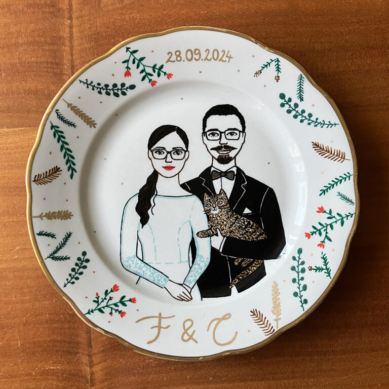 portret ślubny z kotem