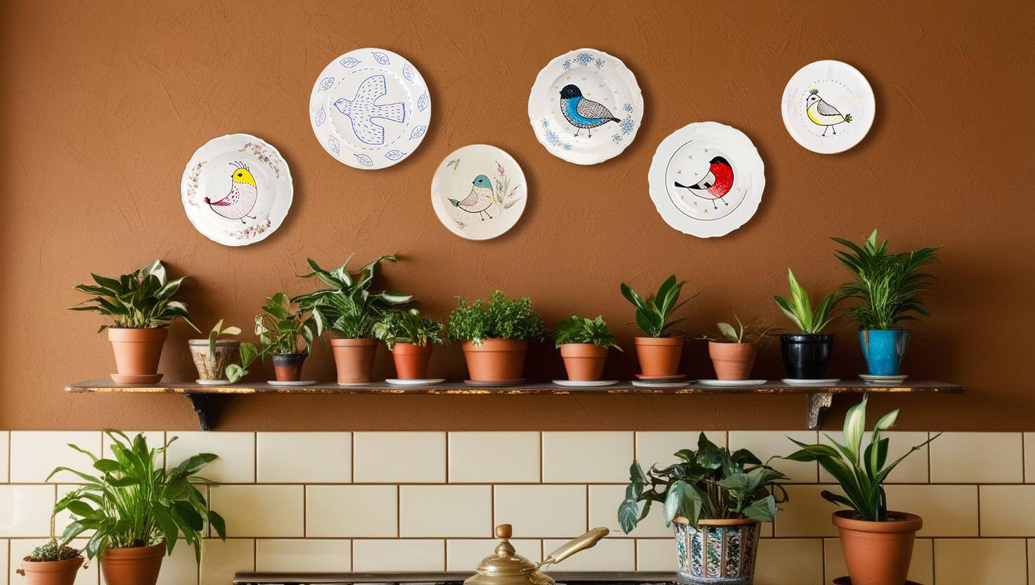 talerze na ścianę w kuchni