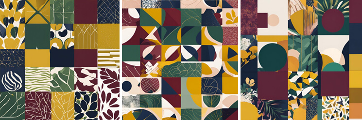 Trendy w dekoracji wnętrz na rok 2025: paleta barw, odważne kolory, geometryczne printy, botaniczne motywy, abstrakcyjne grafiki, zieleń, bordo, granat, musztardowy