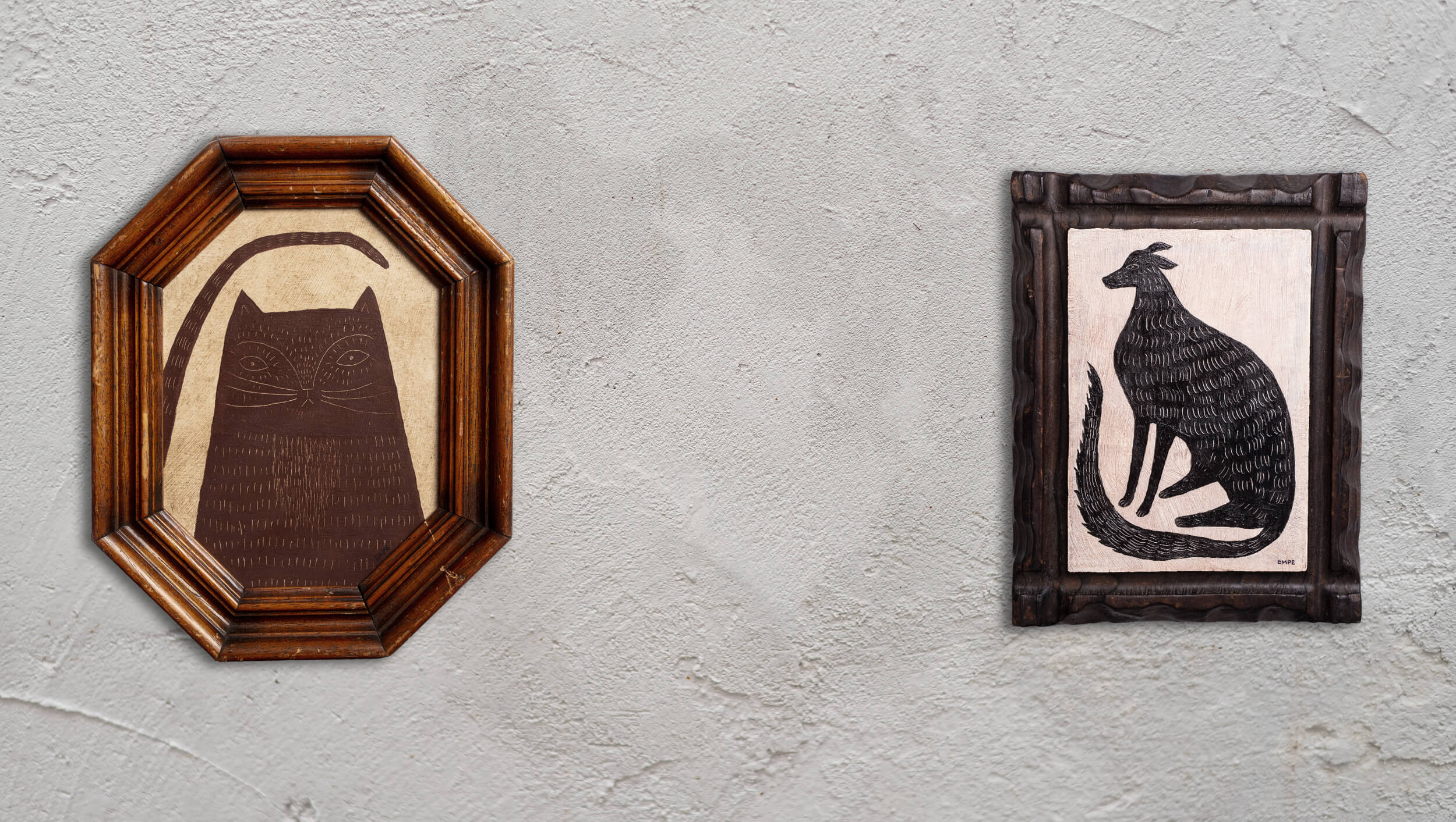 obraz sgrafitto obraz z kotem, obraz z psem