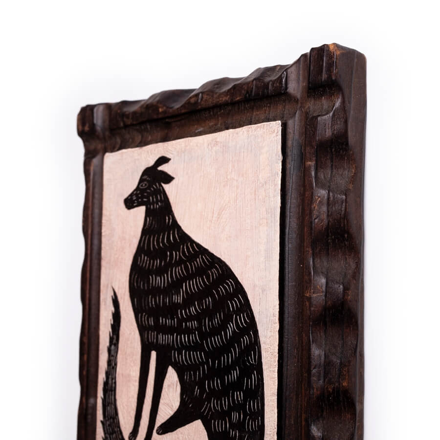 obraz pies w drewnianej ramce vintage