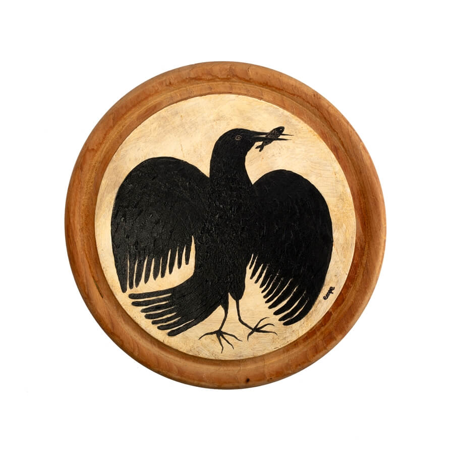 obraz ptak na desce vintage