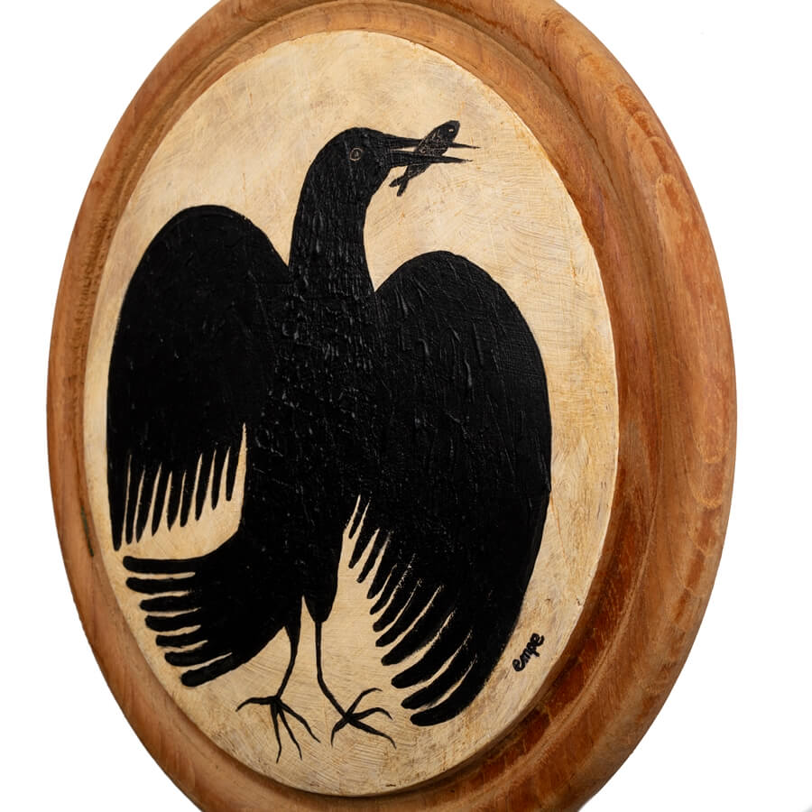 obraz ptak na desce vintage