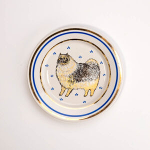 talerz na ścianę - pies keeshond