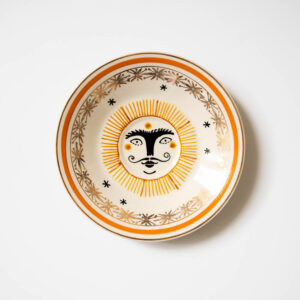 słońce w złocie talerz na ścianę ręcznie malowany