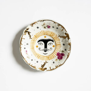 talerz na ścianę słońce w złocie