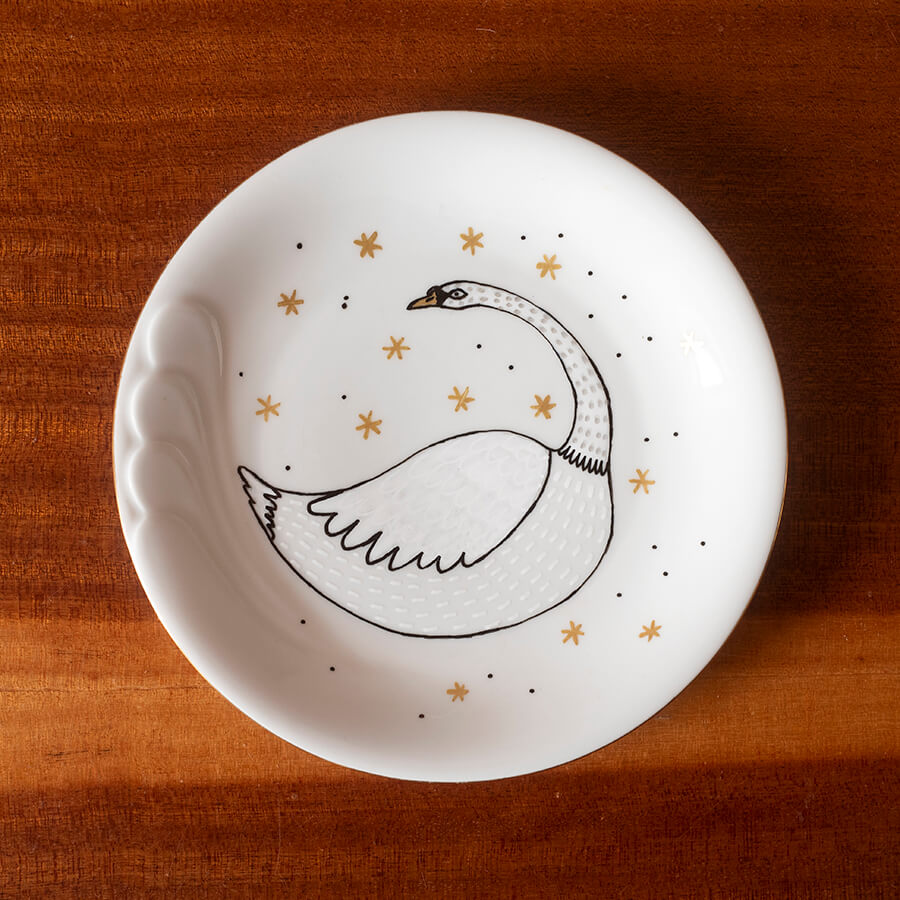 talerz na ścianę łabędź