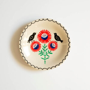 talerz folkowy - ptaszki na kwiatku