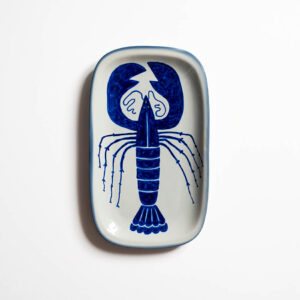 rak kobaltowy - talerz na ścianę z rakiem