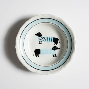 talerz na ścianę - jamniki w paski